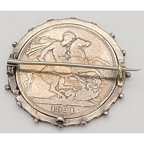 413 - 1821 GEORGE IV SILVER CROWN BROOCH. Very fine / extra Fine condition. Clear and Bold definition to b... 