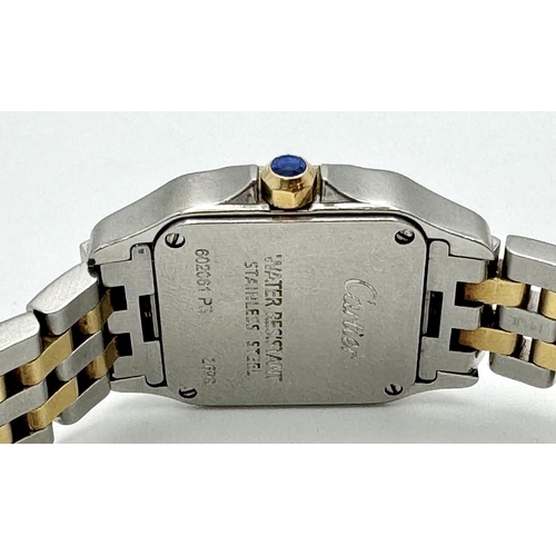 43 - A Vintage Cartier Santos Quartz Ladies Watch. Gold and steel bracelet. Case - 21mm. White dial with ... 