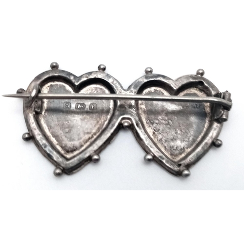 623 - Antique SILVER SWEETHEART MIZPAH BROOCH. Hallmark for Stainton Bros, Birmingham 1905.