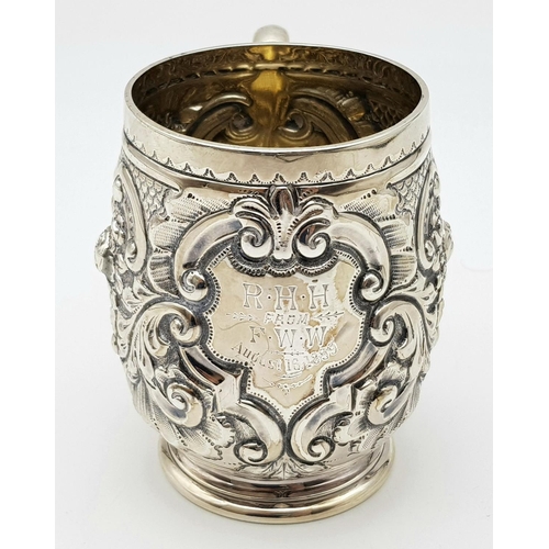 82 - A BEAUTIFUL HAND CRAFTED SOLID SILVER TANKARD MADE BY HENRY ARCHER IN SHEFFIELD AND HALLMARKED 1896 ... 