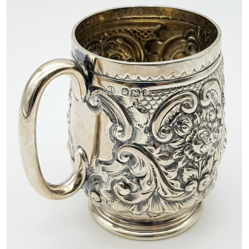 82 - A BEAUTIFUL HAND CRAFTED SOLID SILVER TANKARD MADE BY HENRY ARCHER IN SHEFFIELD AND HALLMARKED 1896 ... 