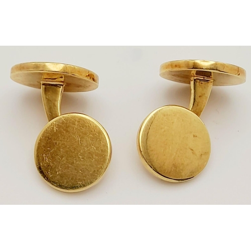 12 - A PAIR OF CARTIER 18K YELLOW GOLD DIAMOND SET CUFFLINKS 21G.

ref: SPENCE 2002