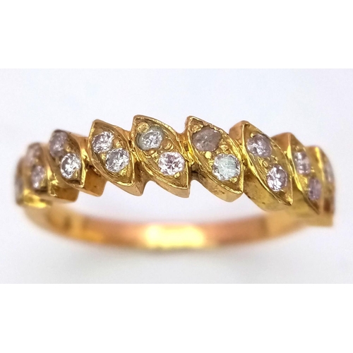 121 - A 18K (TESTED AS) YELLOW GOLD FANCY DIAMOND RING 0.20CT 2.9G SIZE L.

ref: SC 2056