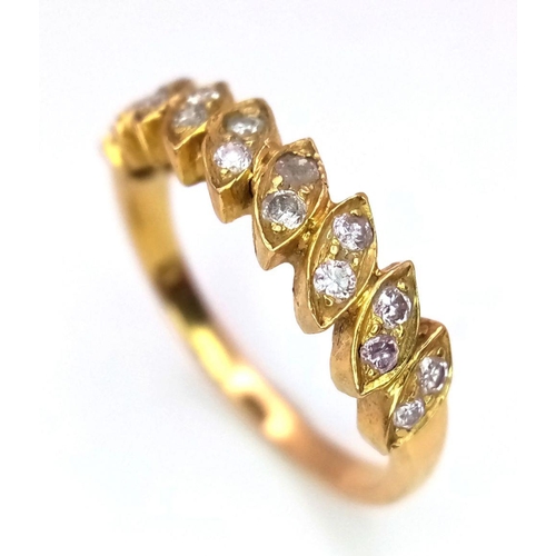 121 - A 18K (TESTED AS) YELLOW GOLD FANCY DIAMOND RING 0.20CT 2.9G SIZE L.

ref: SC 2056