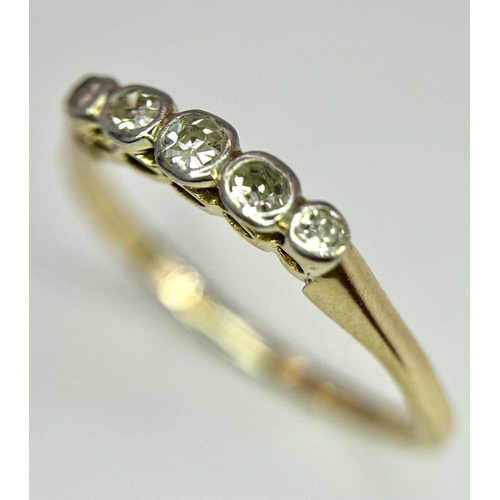 128 - A 18K YELLOW GOLD & PLATINUM VINTAGE 5 STONE DIAMOND RING 1.9G SIZE Q 1/2.

ref: SC 2052