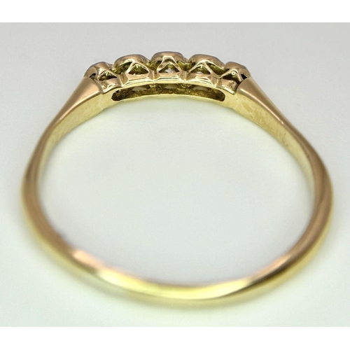 128 - A 18K YELLOW GOLD & PLATINUM VINTAGE 5 STONE DIAMOND RING 1.9G SIZE Q 1/2.

ref: SC 2052