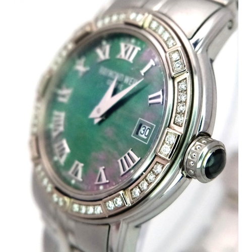 183 - A Raymond Weil Parsifal Quartz Ladies Watch. Stainless steel bracelet and case - 27mm. Abalone dial ... 