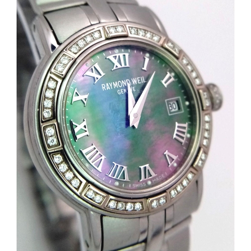 183 - A Raymond Weil Parsifal Quartz Ladies Watch. Stainless steel bracelet and case - 27mm. Abalone dial ... 