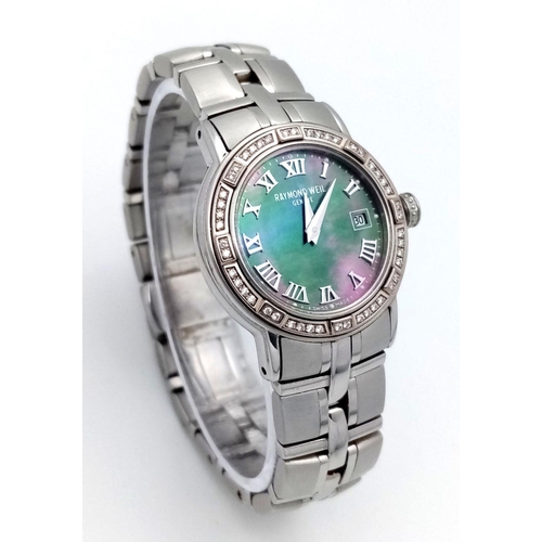 183 - A Raymond Weil Parsifal Quartz Ladies Watch. Stainless steel bracelet and case - 27mm. Abalone dial ... 