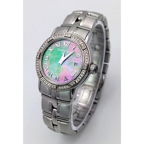 183 - A Raymond Weil Parsifal Quartz Ladies Watch. Stainless steel bracelet and case - 27mm. Abalone dial ... 