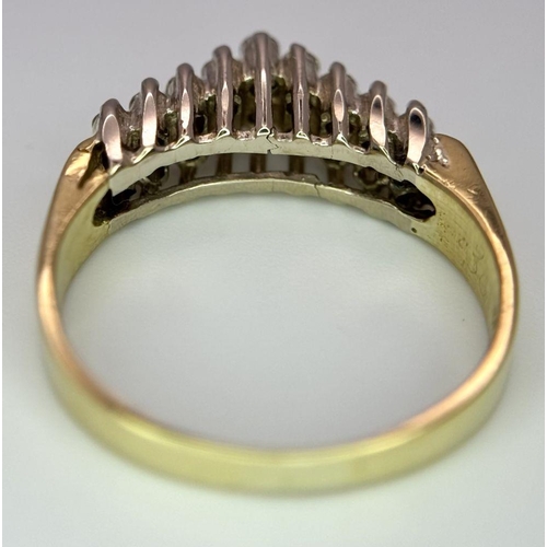 186 - A 18K YELLOW GOLD DIAMOND TWO ROW STEP RING 0.35CT 2.8G SIZE I.

SC 2049