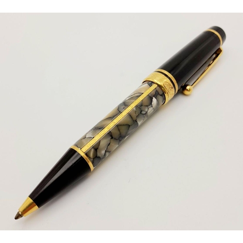 190 - A Montblanc Alexandre Dumas Tribute Ballpoint Pen. Inlaid, gilded and black lacquer decoration. 13cm... 