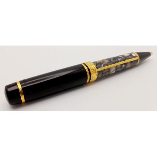 190 - A Montblanc Alexandre Dumas Tribute Ballpoint Pen. Inlaid, gilded and black lacquer decoration. 13cm... 