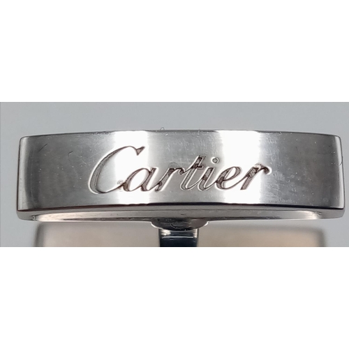 197 - A Pair of Cartier Santos 925 Silver Gents Cufflinks. Comes with original Cartier packaging. 017600