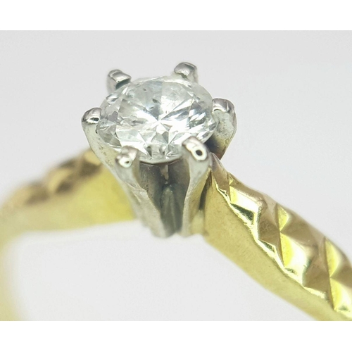 208 - A 18K Yellow Gold Diamond Ring, 0.20ct diamond, 2.6g total weight, size N.

ref 1544I