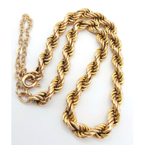 215 - A 9K Yellow Gold Rope Bracelet w/ Safety Chain, 5.4g total weight, 20cm length.

ref 1549I