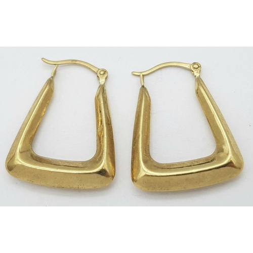 254 - A PAIR OF 9K GOLD EARRINGS  IN SQUARE SHAPE.  .8gms