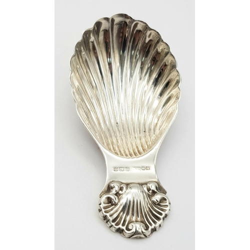 259 - Vintage SILVER CADDY SPOON. Attractive Shell Design. Hallmark for maker A Marston and Co of Birmingh... 