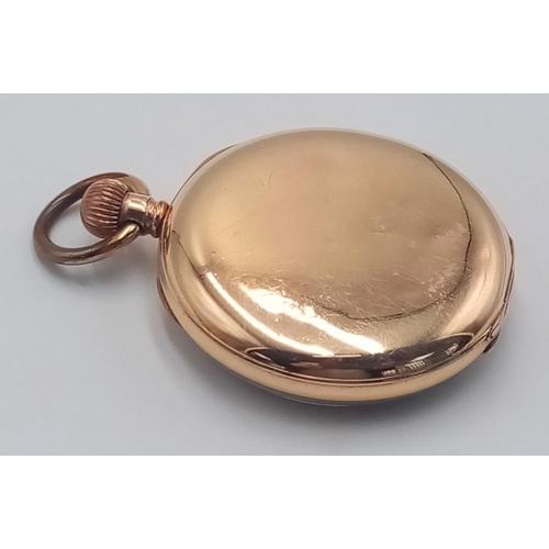 288 - A ROSE GOLD PLATED POCKET WATCH IN GOOD WORKING ORDER AND NICE CONDITION.