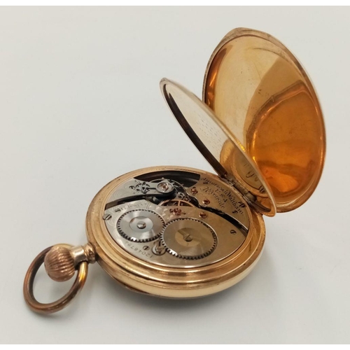 288 - A ROSE GOLD PLATED POCKET WATCH IN GOOD WORKING ORDER AND NICE CONDITION.