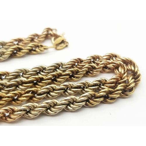 304 - A 9K 3 COLOUR GOLD ROPE NECKLACE 8.3G , 26.7cm LENGTH.

ref: SC 2075