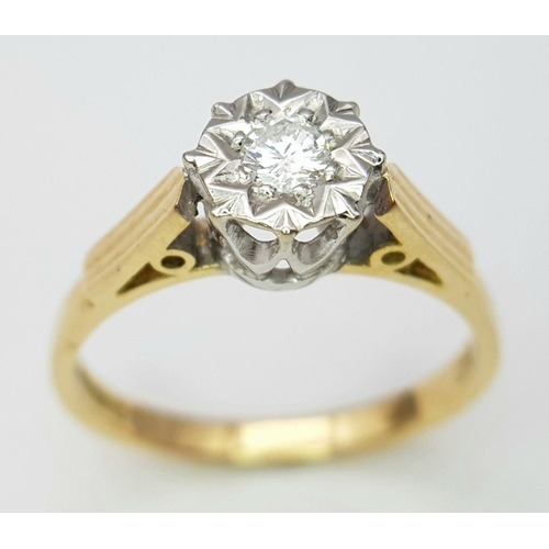 332 - A 18K YELLOW GOLD DIAMOND RING 3.5G, SIZE O, 0.10CT.

ref: SPAS 8035