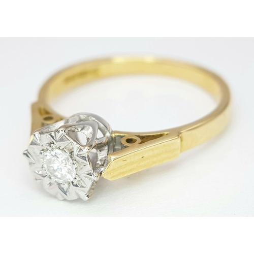 332 - A 18K YELLOW GOLD DIAMOND RING 3.5G, SIZE O, 0.10CT.

ref: SPAS 8035