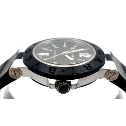 36 - A Bulgari Diagono Automatic Unisex Watch. Black rubber strap. Aluminium case - 38mm. Black dial with... 