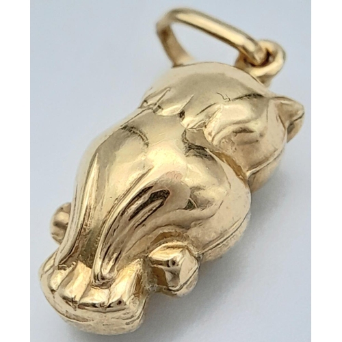 383 - A 18K Yellow Gold Owl Pendant, 1.8g total weight , 24mm x 5mm.

ref 1559I