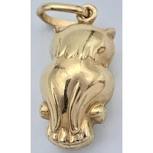 383 - A 18K Yellow Gold Owl Pendant, 1.8g total weight , 24mm x 5mm.

ref 1559I