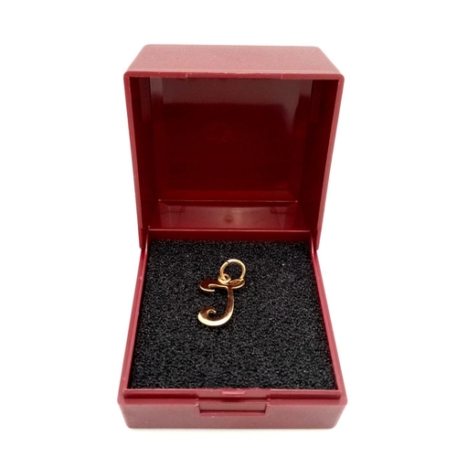 434 - 9 carat GOLD letter ‘J’ CHARM /PENDANT. 1.0 grams. 1.9 cm drop.