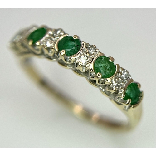 438 - A 9K YELLOW GOLD DIAMOND & EMERALD RING 1.3G SIZE J.

ref: SC 2060