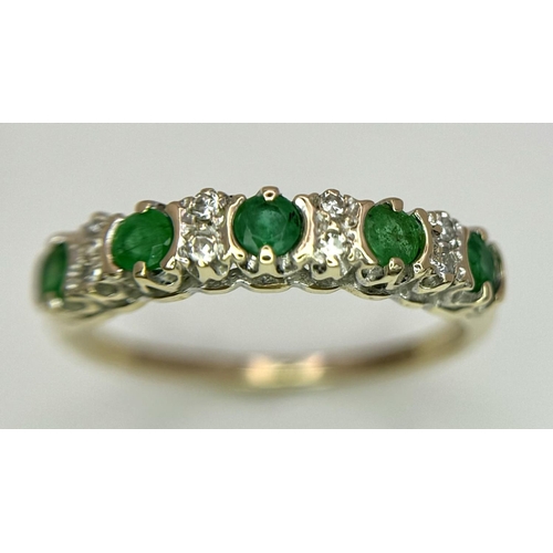 438 - A 9K YELLOW GOLD DIAMOND & EMERALD RING 1.3G SIZE J.

ref: SC 2060