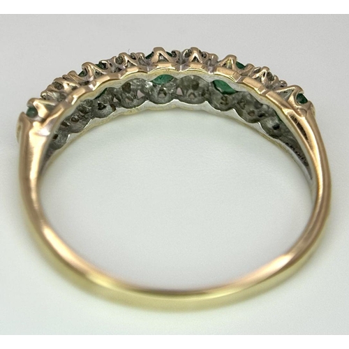 438 - A 9K YELLOW GOLD DIAMOND & EMERALD RING 1.3G SIZE J.

ref: SC 2060