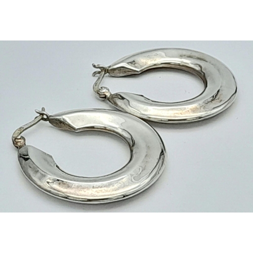 456 - 2 PAIRS OF SILVER HOOP EARRINGS .    16.8gms