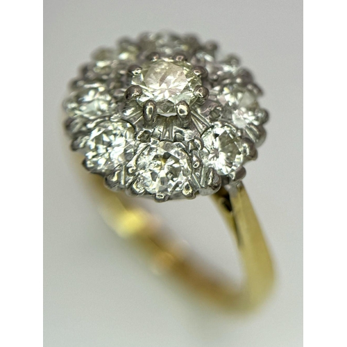 506 - A 18K YELLOW GOLD VINTAGE DIAMOND CLUSTER RING 1.40CT , 4.6G , SIZE N.

ref: A/S 1071