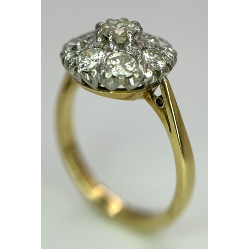 506 - A 18K YELLOW GOLD VINTAGE DIAMOND CLUSTER RING 1.40CT , 4.6G , SIZE N.

ref: A/S 1071