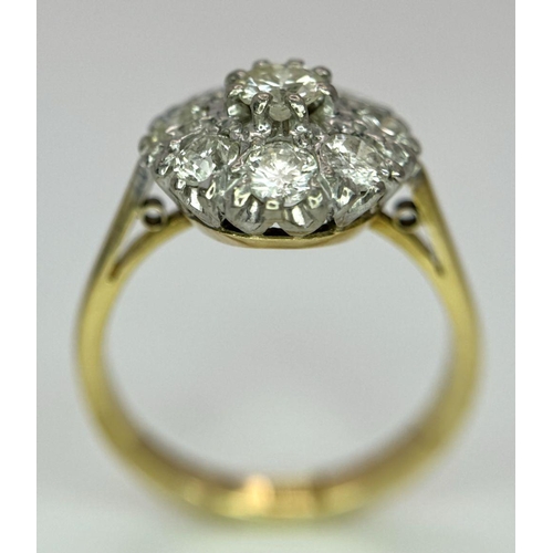 506 - A 18K YELLOW GOLD VINTAGE DIAMOND CLUSTER RING 1.40CT , 4.6G , SIZE N.

ref: A/S 1071