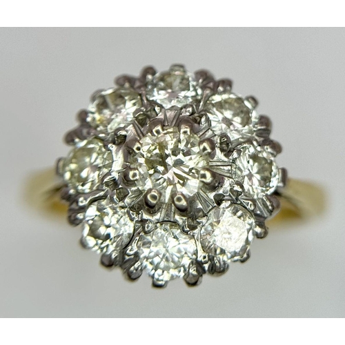 506 - A 18K YELLOW GOLD VINTAGE DIAMOND CLUSTER RING 1.40CT , 4.6G , SIZE N.

ref: A/S 1071