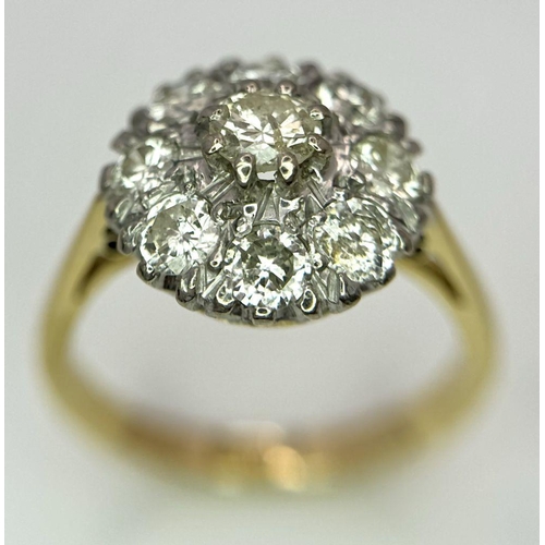 506 - A 18K YELLOW GOLD VINTAGE DIAMOND CLUSTER RING 1.40CT , 4.6G , SIZE N.

ref: A/S 1071