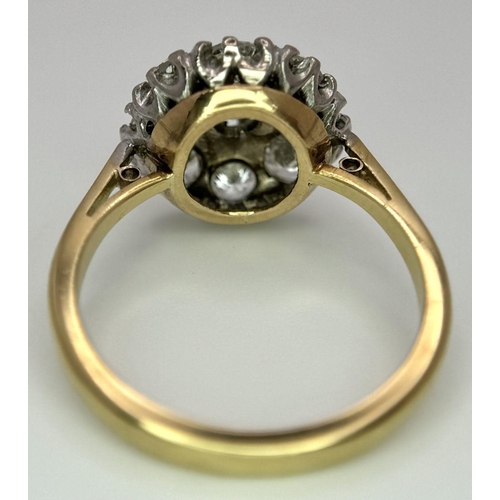 506 - A 18K YELLOW GOLD VINTAGE DIAMOND CLUSTER RING 1.40CT , 4.6G , SIZE N.

ref: A/S 1071