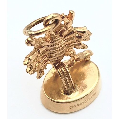 571 - A 9K YELLOW GOLD SCORPION ON STAND CHARM 2.4G , APPROX 2CM X 1CM.

REF: SC 2063