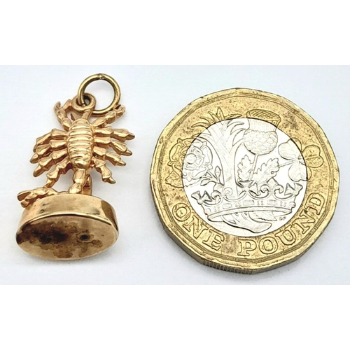 571 - A 9K YELLOW GOLD SCORPION ON STAND CHARM 2.4G , APPROX 2CM X 1CM.

REF: SC 2063