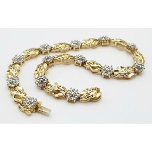 81 - A 9K YELLOW GOLD DIAMOND BRACELET 0.50CT , 9.6G , 20CM LENGTH.

ref: 8092