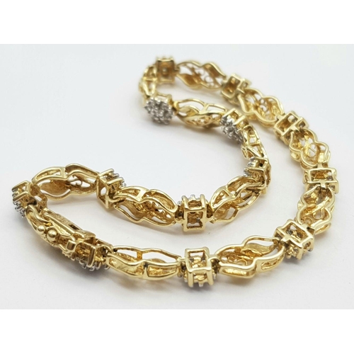 81 - A 9K YELLOW GOLD DIAMOND BRACELET 0.50CT , 9.6G , 20CM LENGTH.

ref: 8092