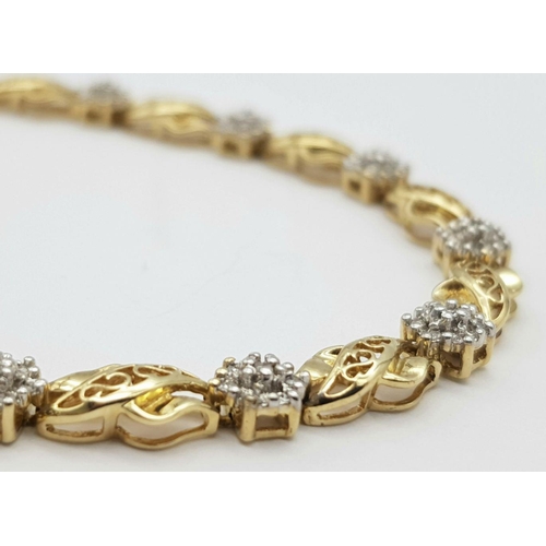 81 - A 9K YELLOW GOLD DIAMOND BRACELET 0.50CT , 9.6G , 20CM LENGTH.

ref: 8092