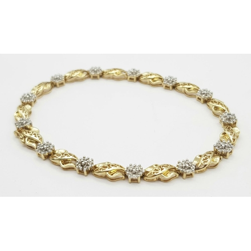 81 - A 9K YELLOW GOLD DIAMOND BRACELET 0.50CT , 9.6G , 20CM LENGTH.

ref: 8092