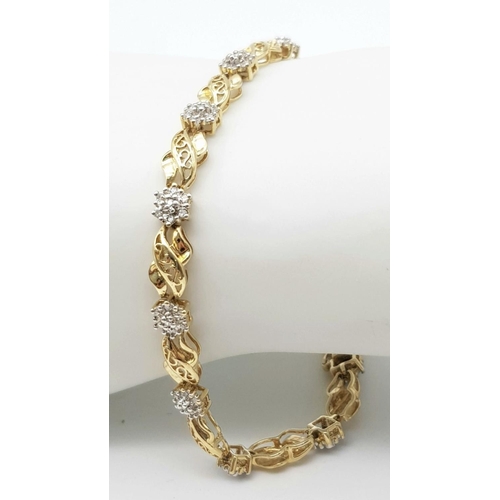 81 - A 9K YELLOW GOLD DIAMOND BRACELET 0.50CT , 9.6G , 20CM LENGTH.

ref: 8092