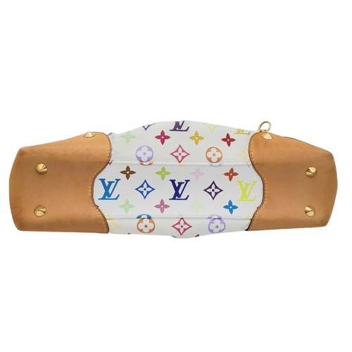 99 - A Louis Vuitton Monogram Multicolour Judy MM Bag. White Toile Canvas exterior, featuring Vachetta Co... 