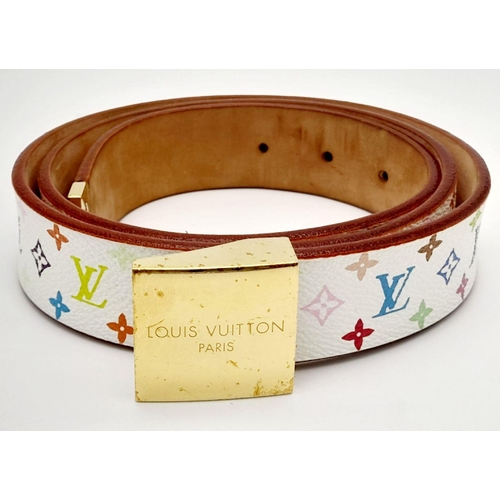 246 - A Multicolour White Monogram Louis Vuitton x Takashi Murakami Women's Belt 90cm/36 inches - actual s... 